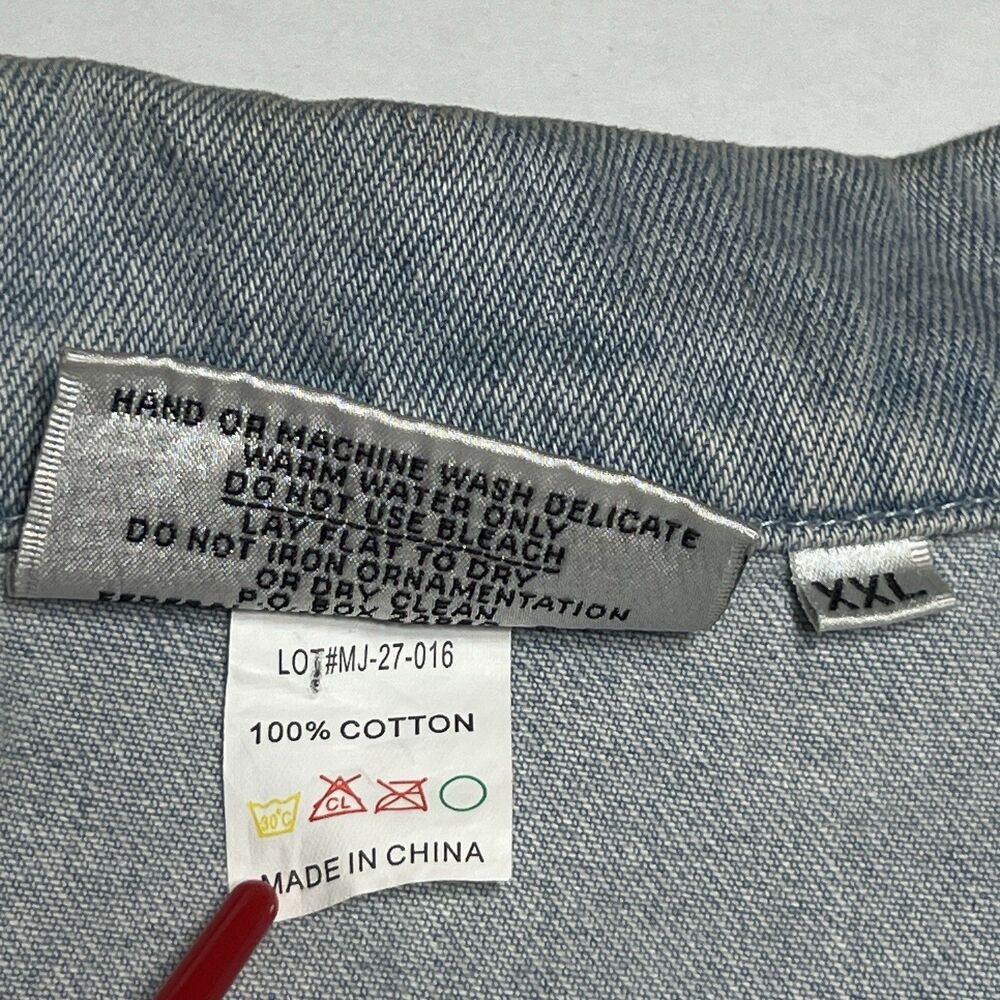 Vintage 90's Y2K Christine Alexander Denim Bling Jacket Women's 2XL Light Wash - Picture 7 of 11